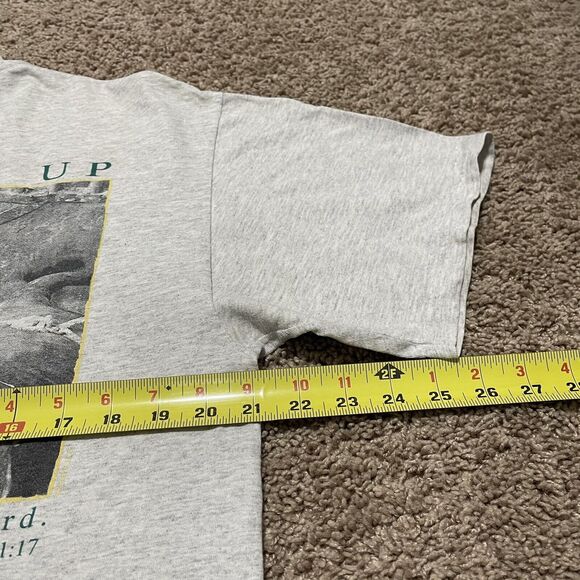 Vintage Adult Shirt Large Grey Rodeo Cowboy Up Riding Logo Hanes Heavyweight - Picture 7 of 7